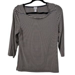 Chicos Travelers Striped Slinky Square Neck Blouse Women’s Medium Chicos 1